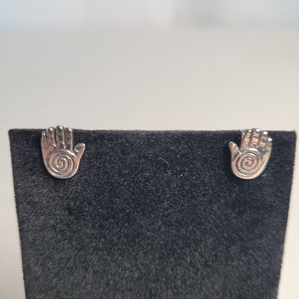 Hamsa Hand 925 Sterling Silver Stud Earrings